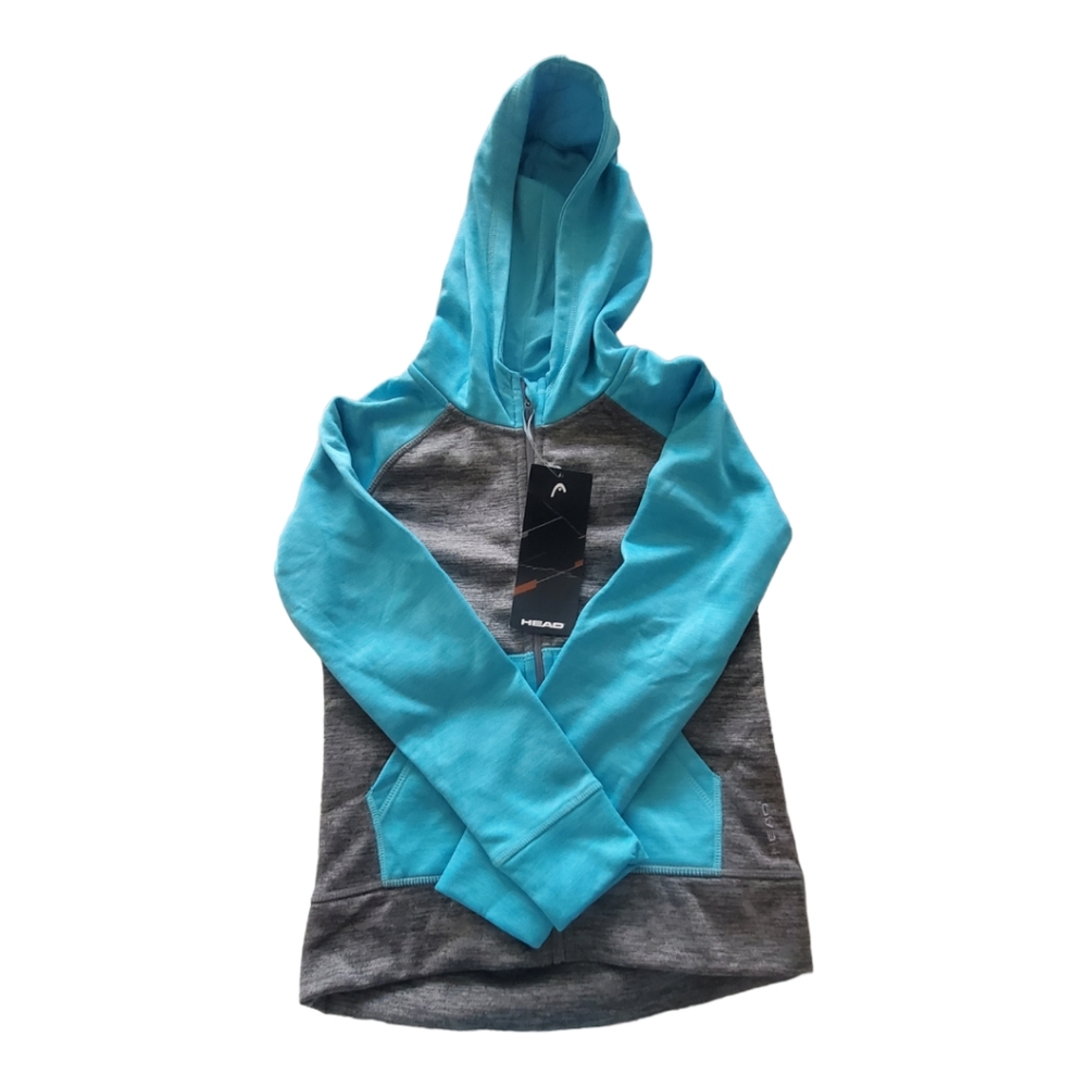 New* Head girls Size X-Small Zip Up Sweater blue with gray